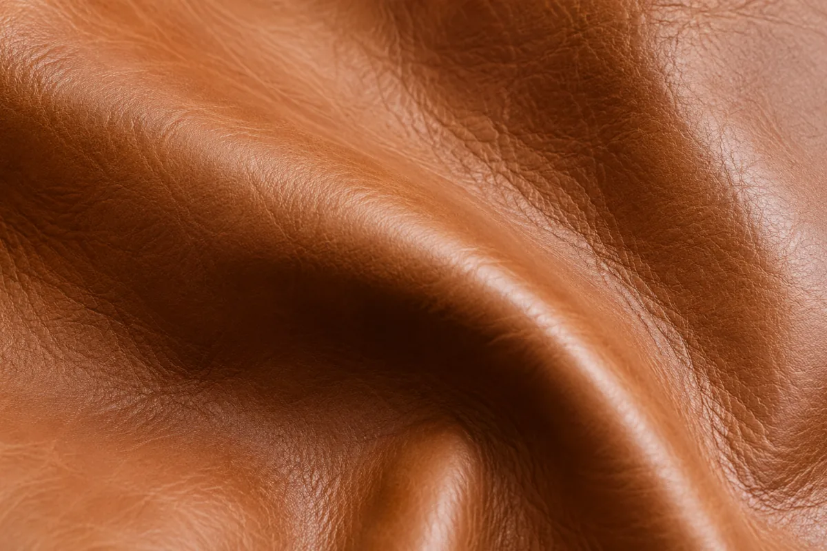 Aniline leather swatch showing natural grain and transparent dye