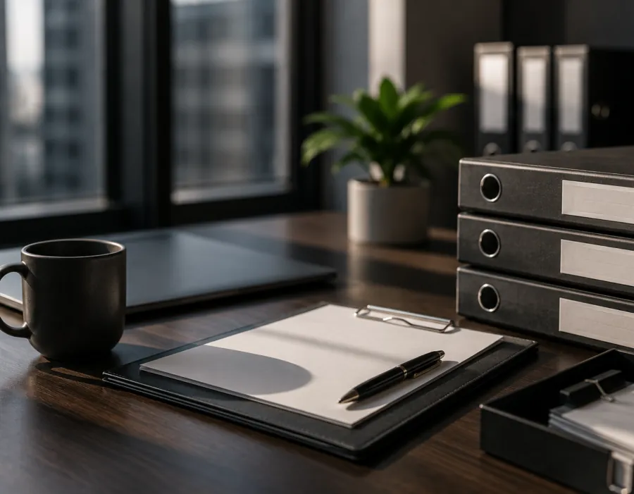 Claim documents and files on a desk