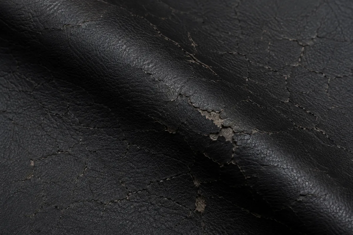 Bonded leather swatch showing a polyurethane surface over a fabric backing