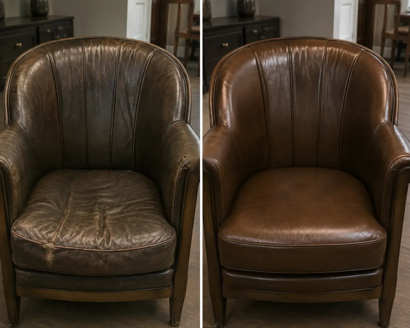 Coworking lounge chair before and after recoloring