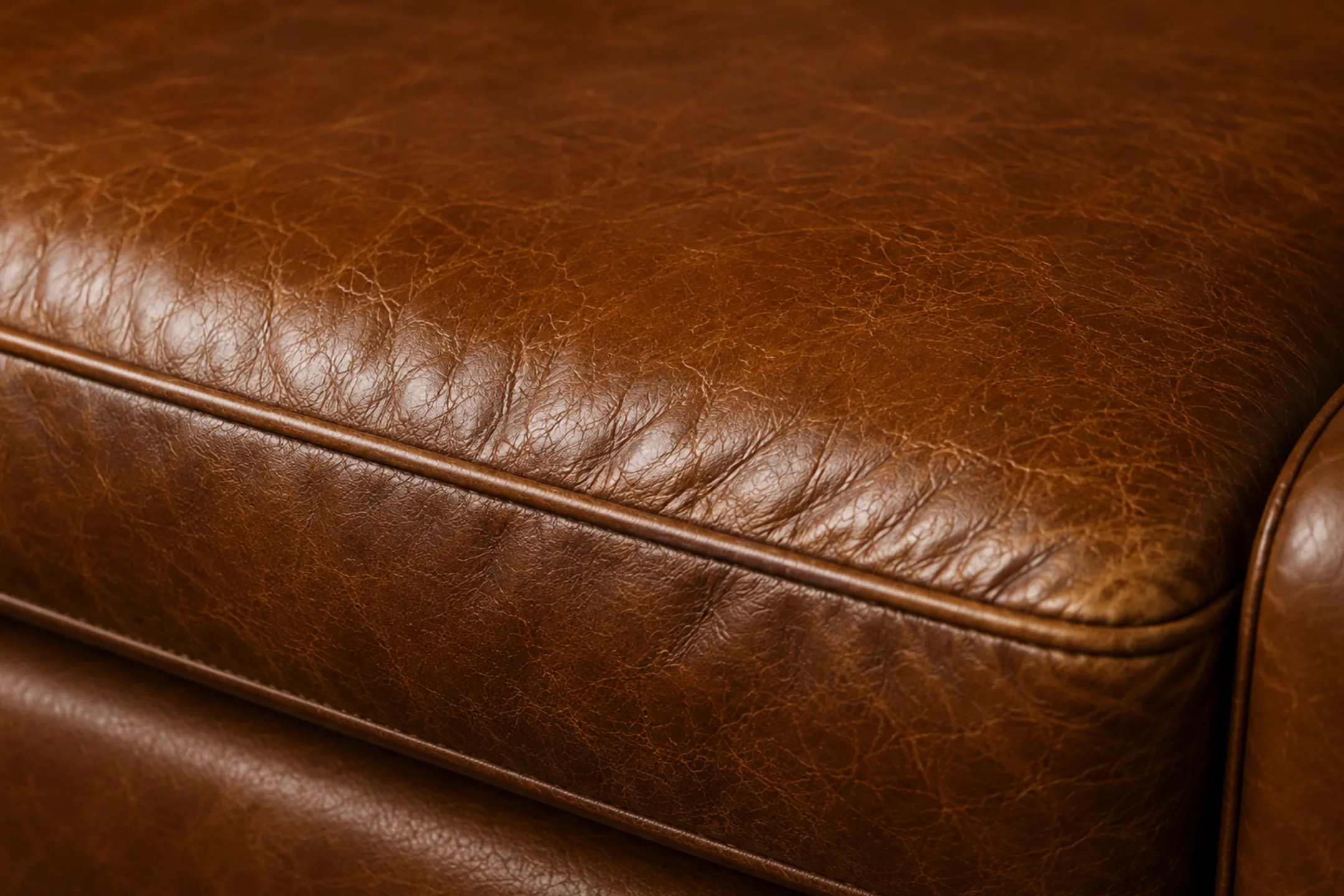 Leather cushion with a flat, dull surface