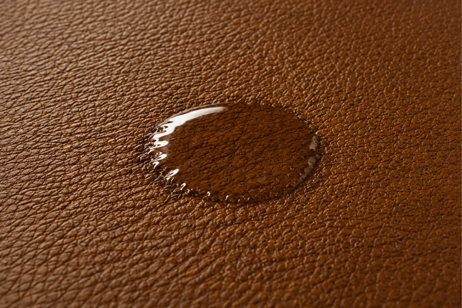 Water drop sitting on leather