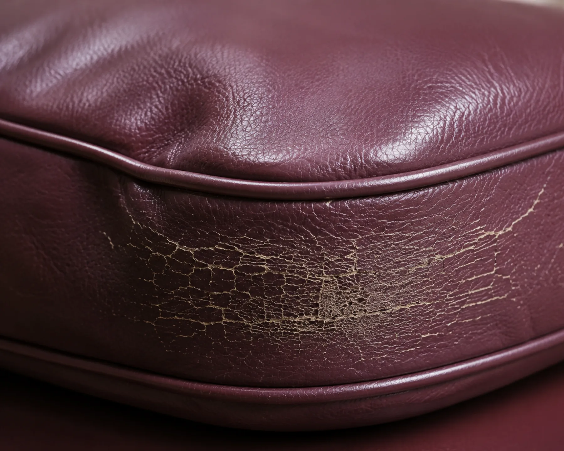 Faux leather cushion cracking at the fold