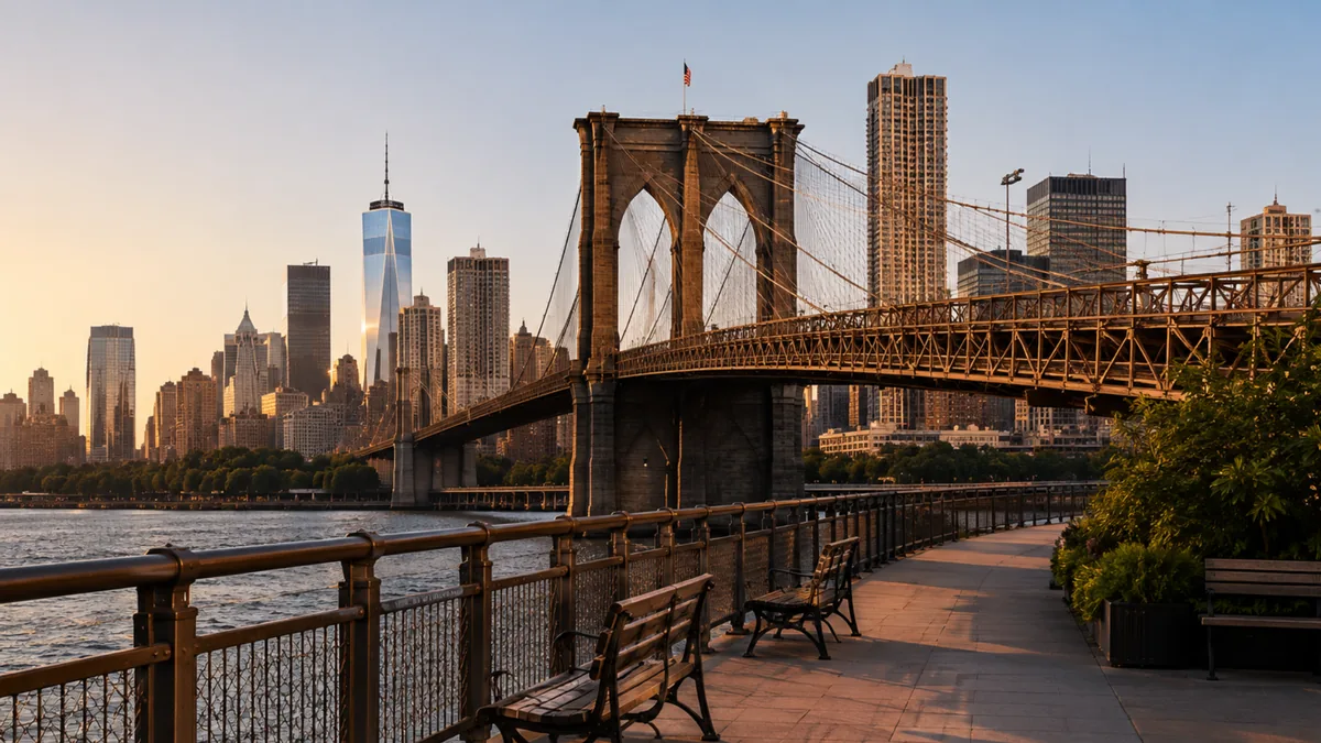The Brooklyn Bridge from the Brooklyn waterfront