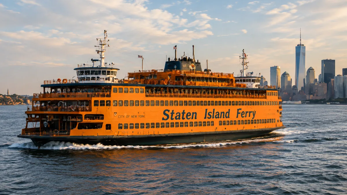 The Staten Island Ferry crossing the harbor