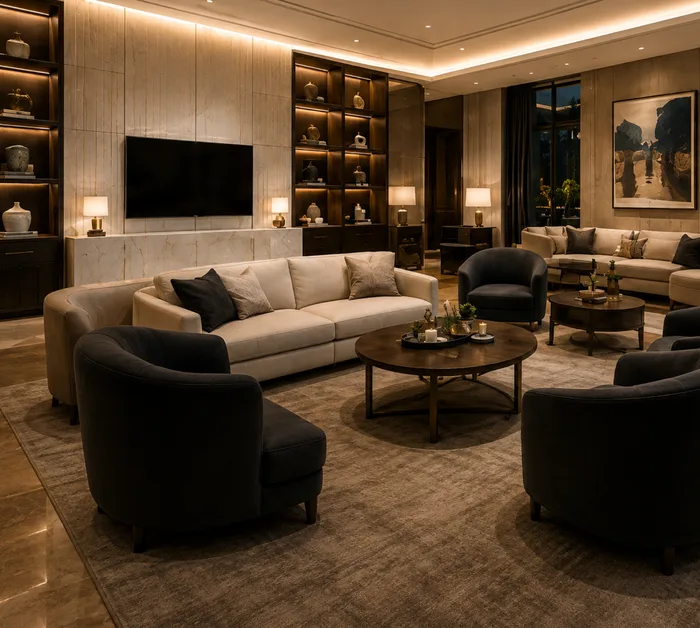 Hotel lounge full of upholstered seating handled as a single bulk project