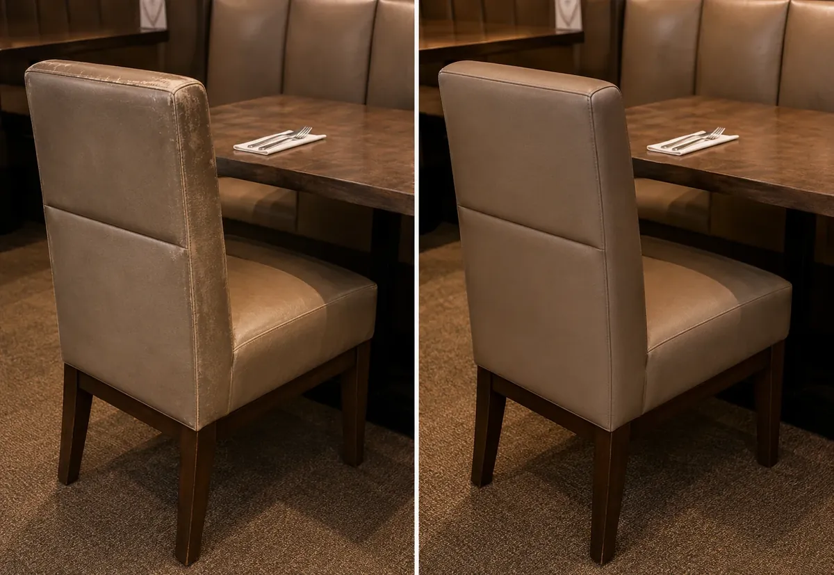 Upholstered dining chair before and after