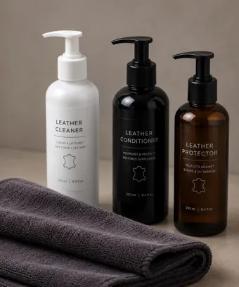 Leather cleaner and conditioner bottles