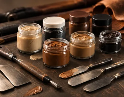 Leather fillers, colors and grain tools