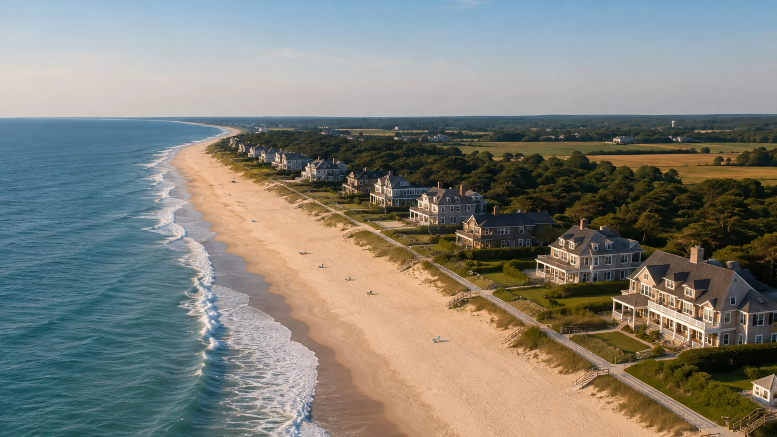 Leather repair East Hampton: the ocean shore and houses of the East End from above