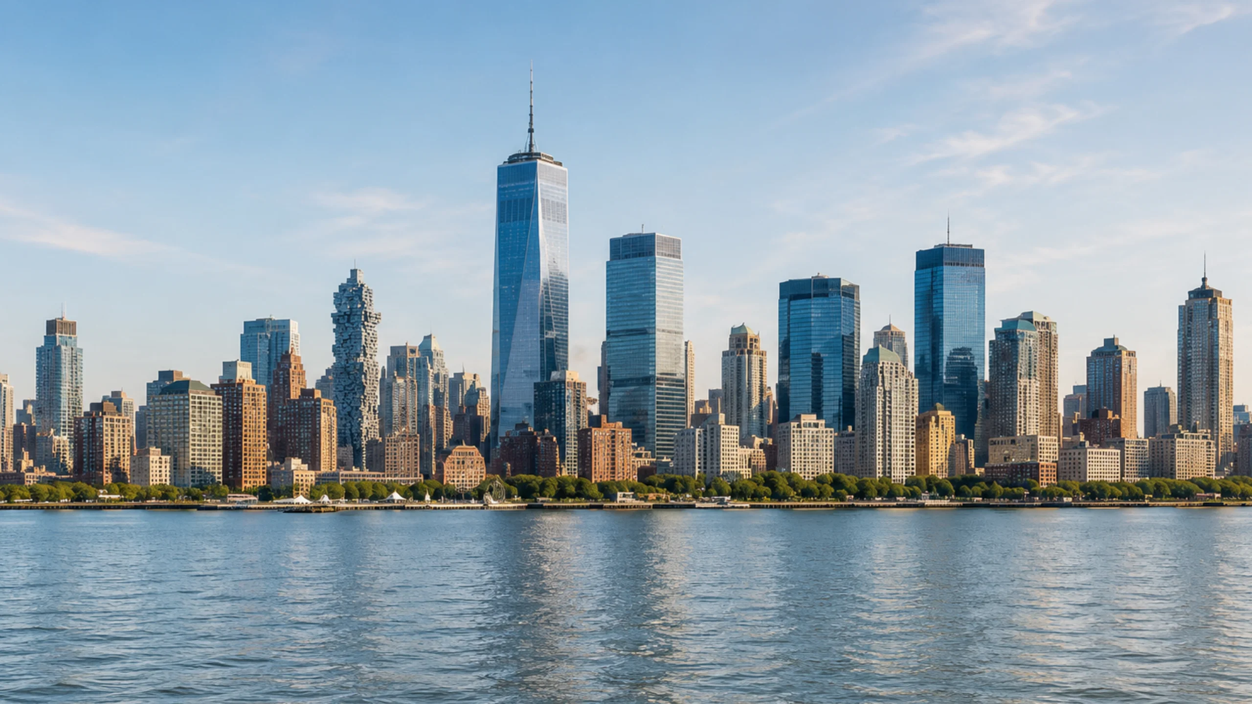Lower Manhattan skyline across the water