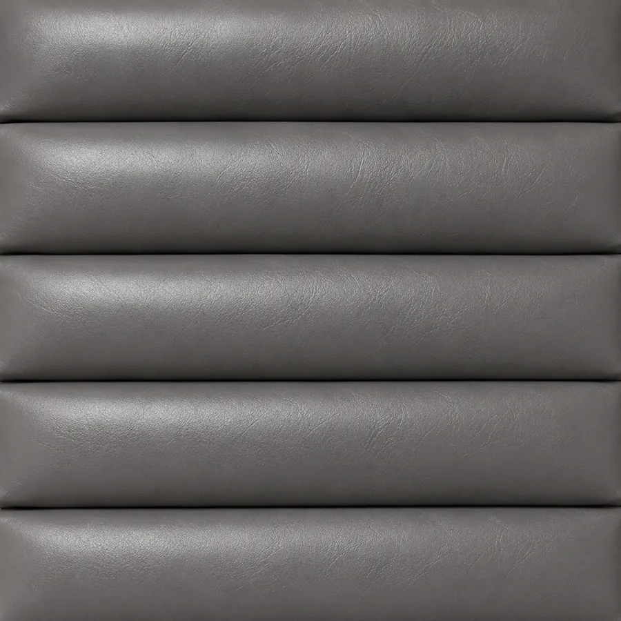 Horizontal channel upholstery in grey leather