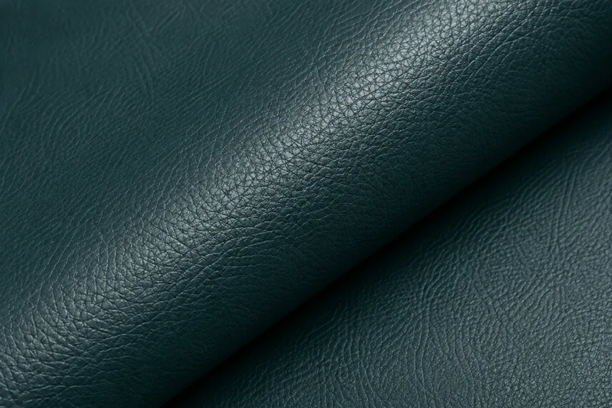 Vinyl upholstery swatch with an embossed leather-look grain