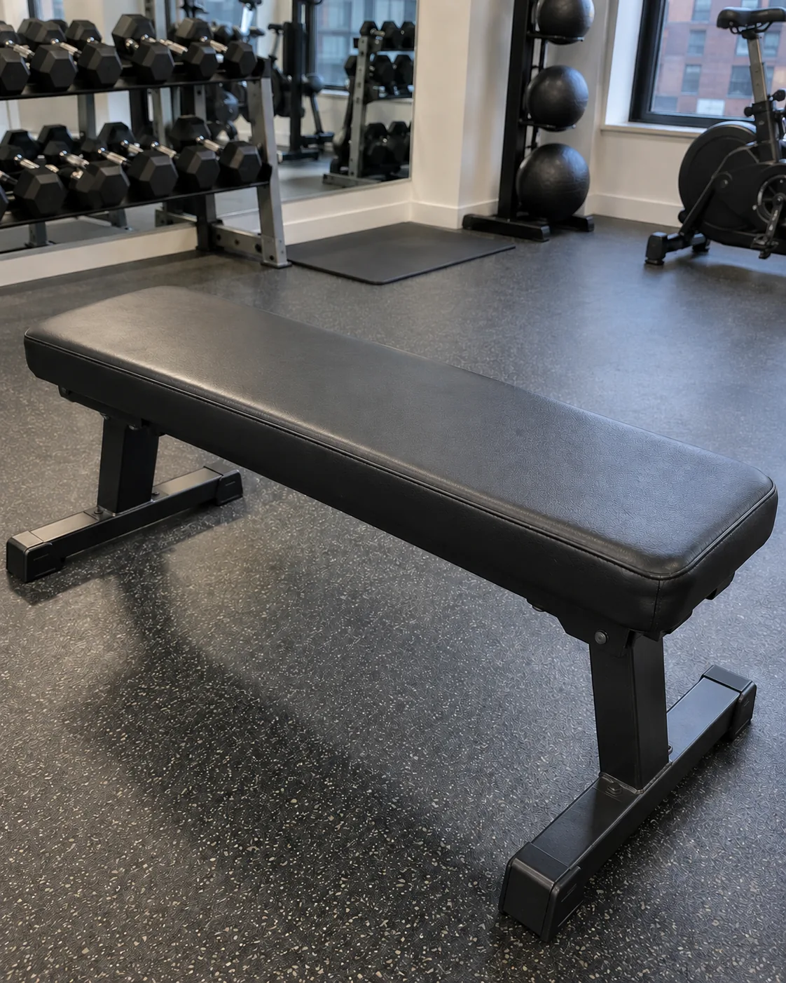 The same gym bench with the seat repaired