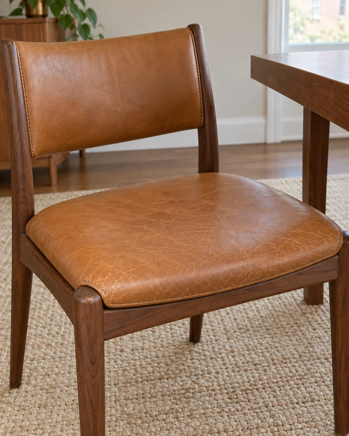 Refinished leather dining chair