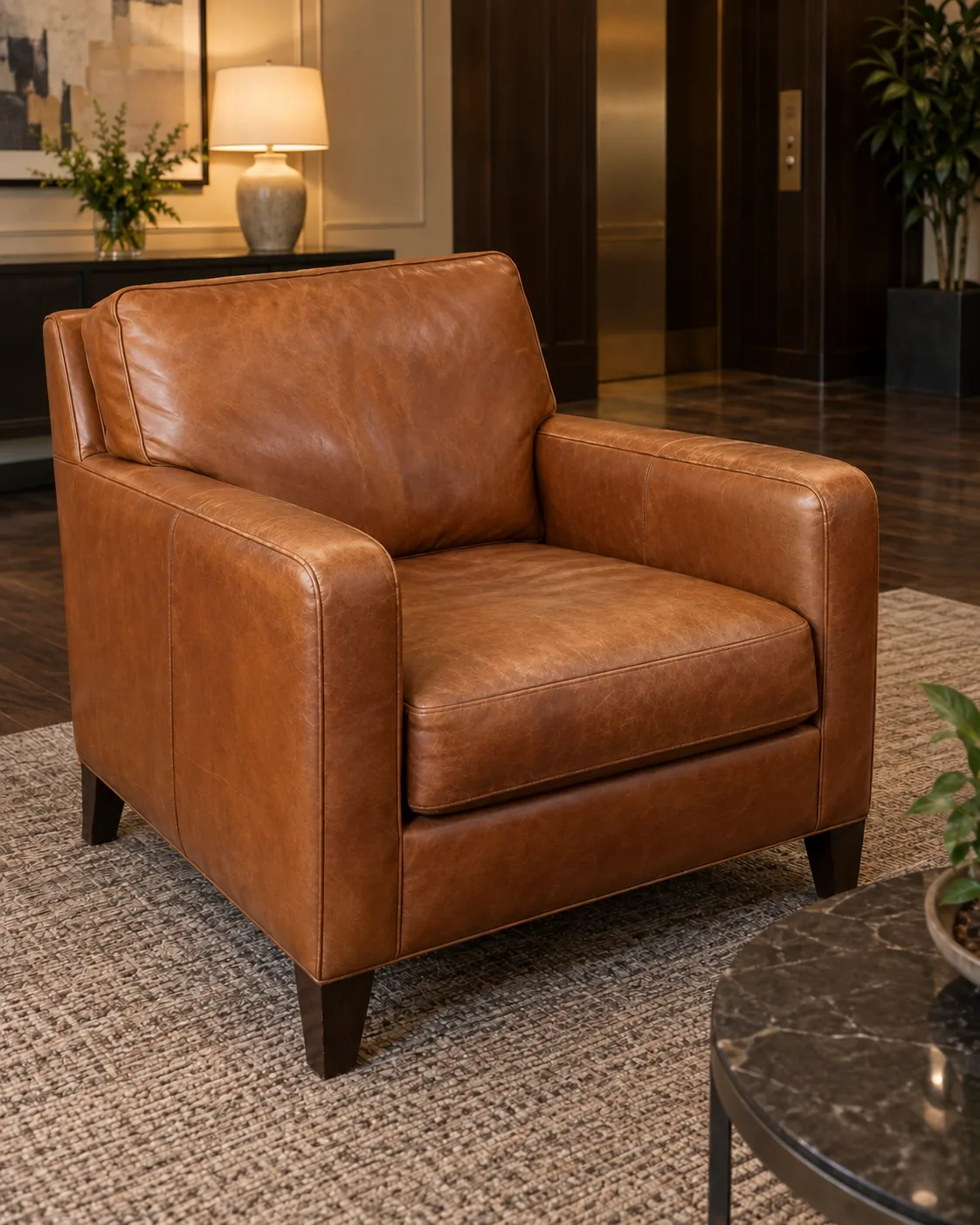 The same armchair after restoration, color even