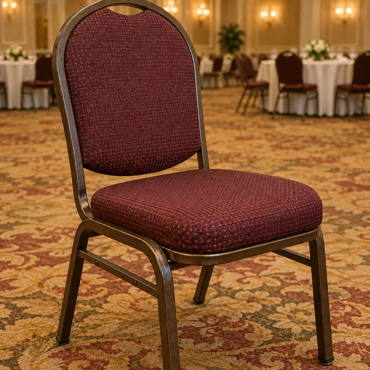 The same banquet chair seat after reupholstery