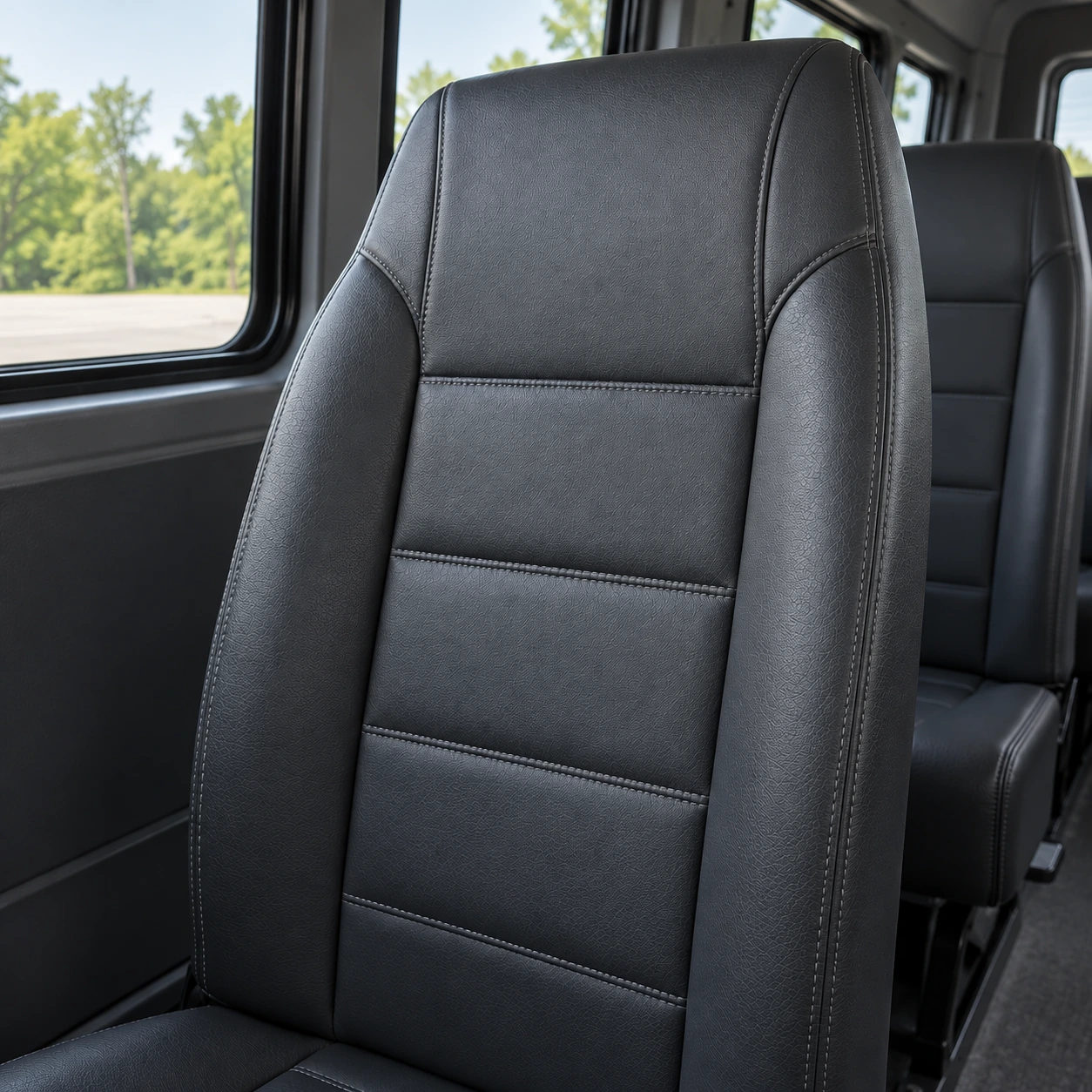 The same fleet seat back after reupholstery