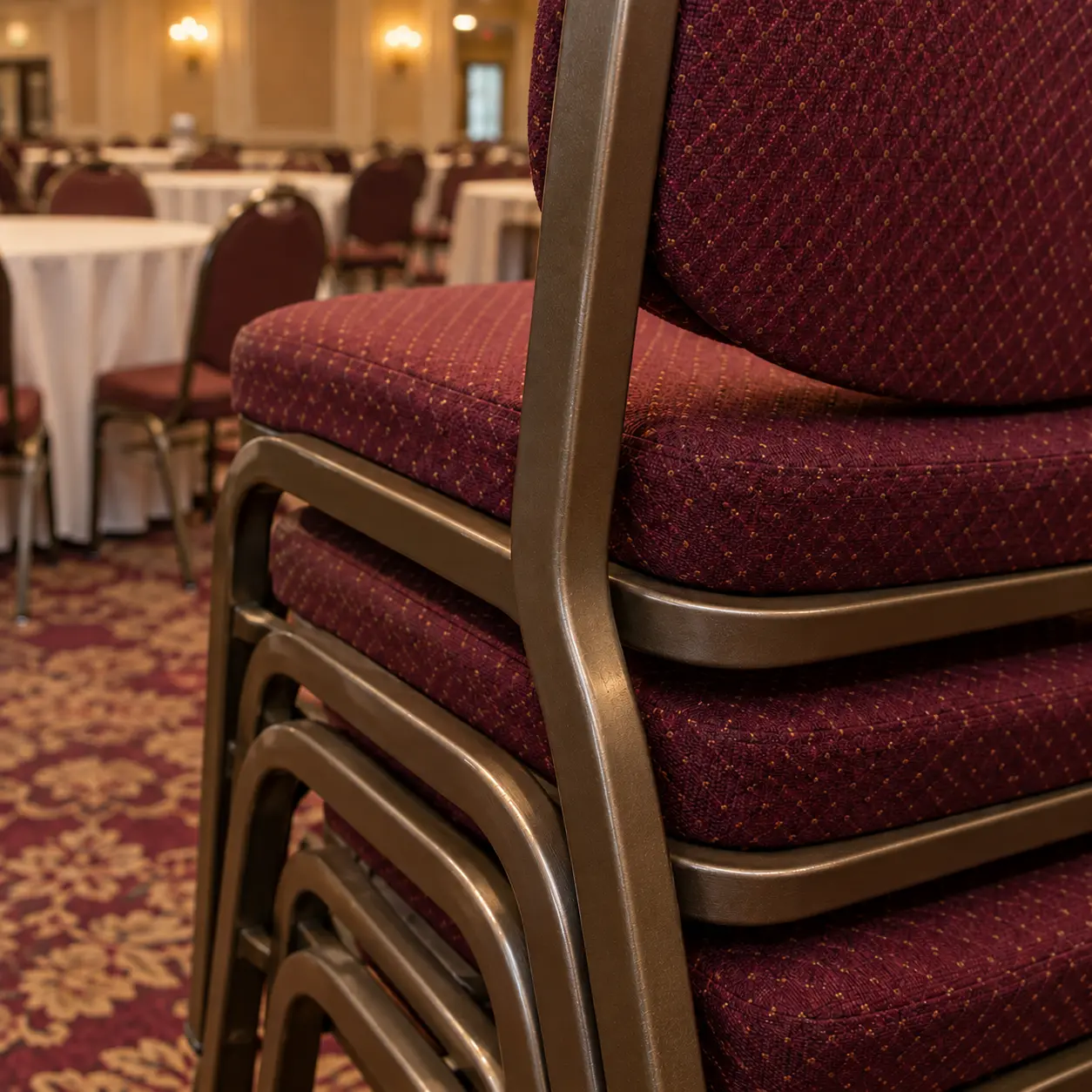 The same banquet chair frame after refinishing