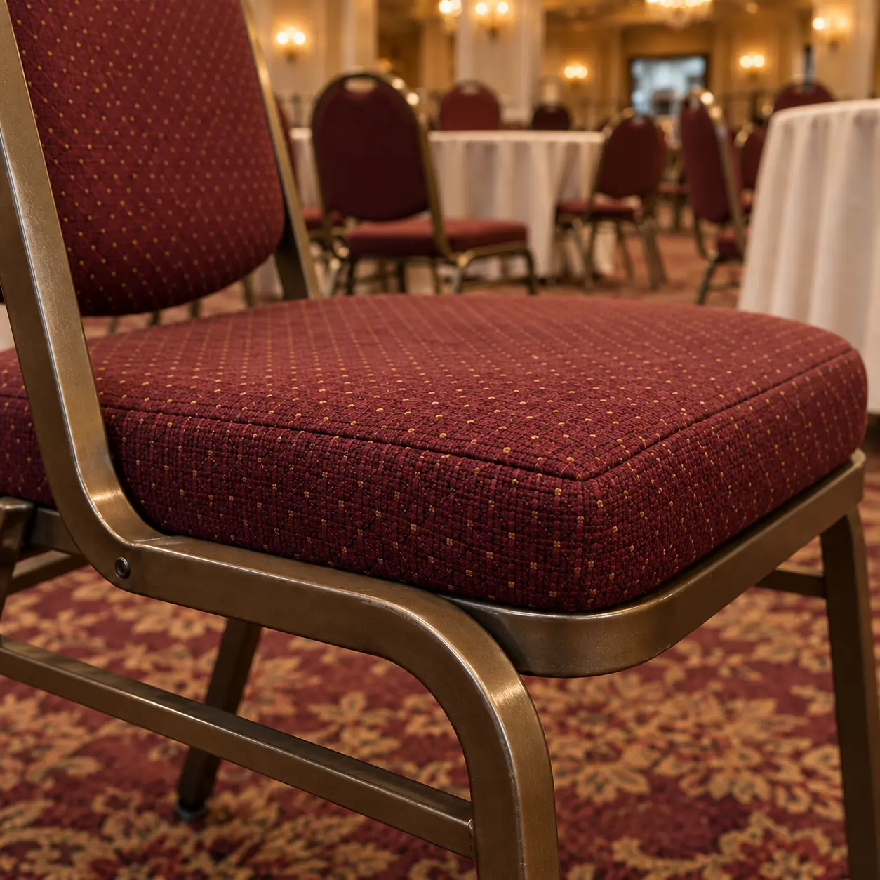 The same banquet chair seat after repair