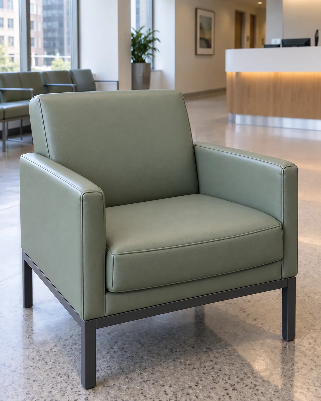 The same sage lounge chair with a new seat cushion