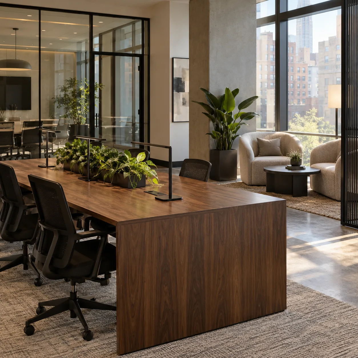 Chairs in an amenity coworking lounge