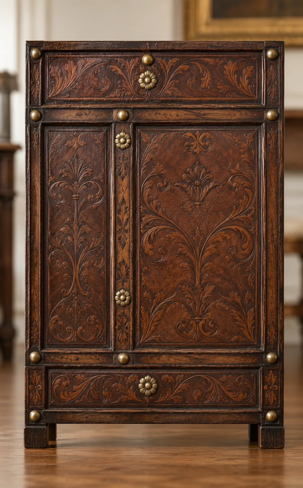 Leather panels restored for a decorator project