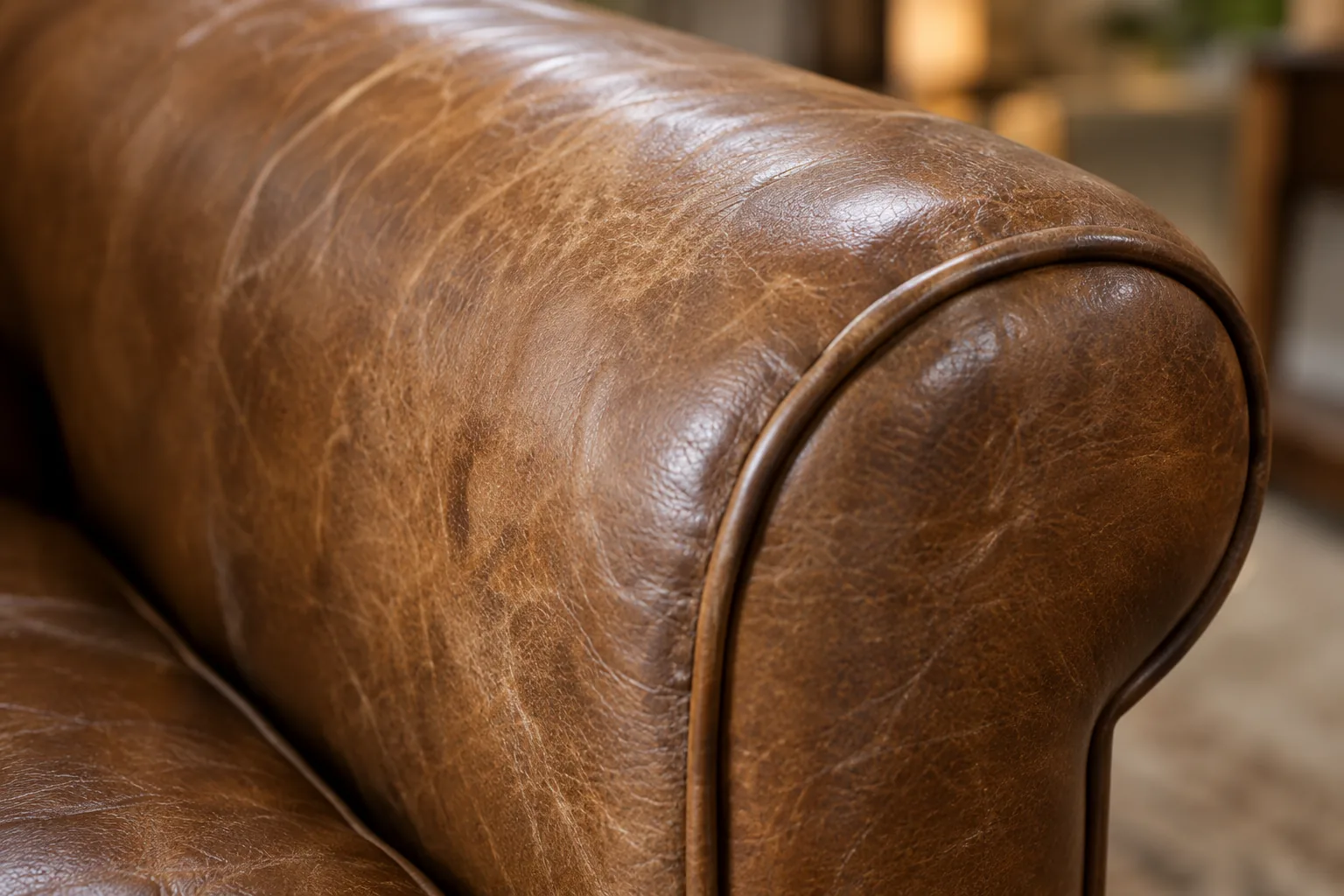 Worn rolled arm panel before replacement