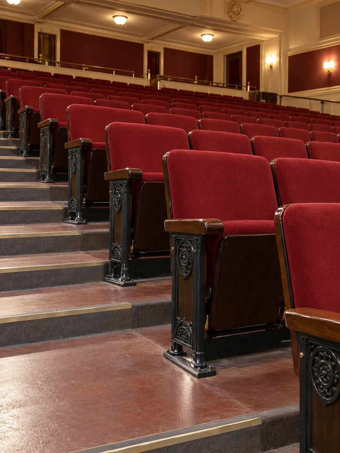 Reset auditorium rows after repair, house lights up