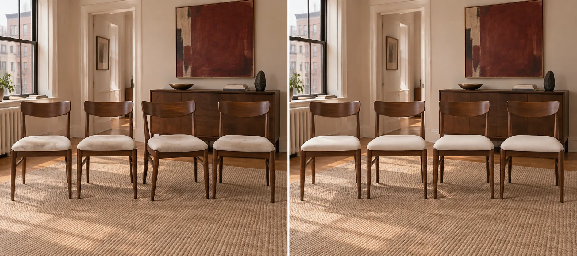 Sillas de comedor antes y después de tapizar