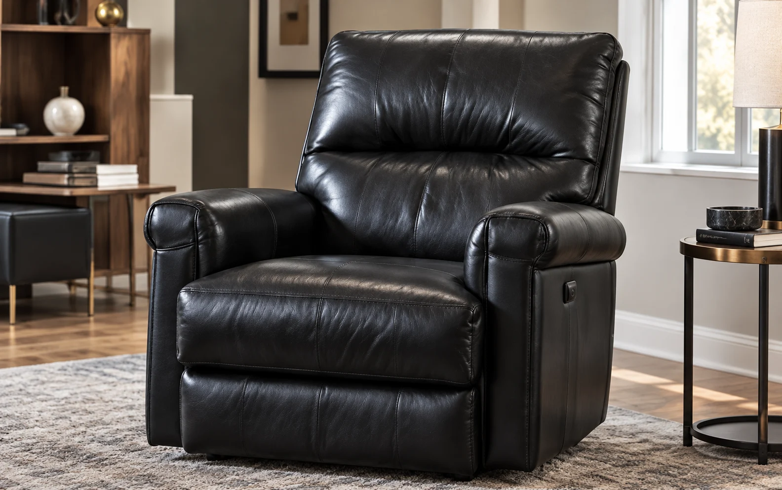 Black leather recliner