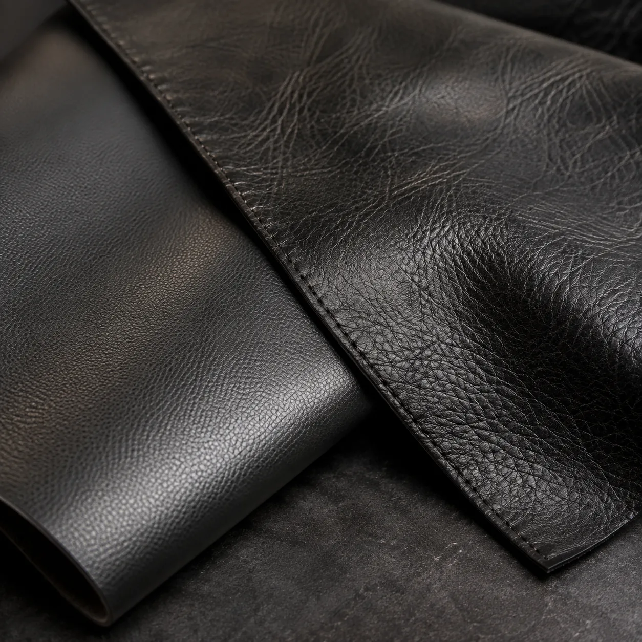 Black leather upholstery swatches
