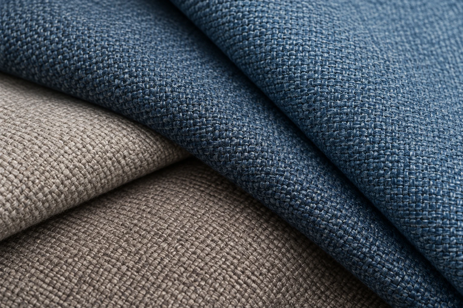 Blue and beige contract fabric swatches for waiting room chairs