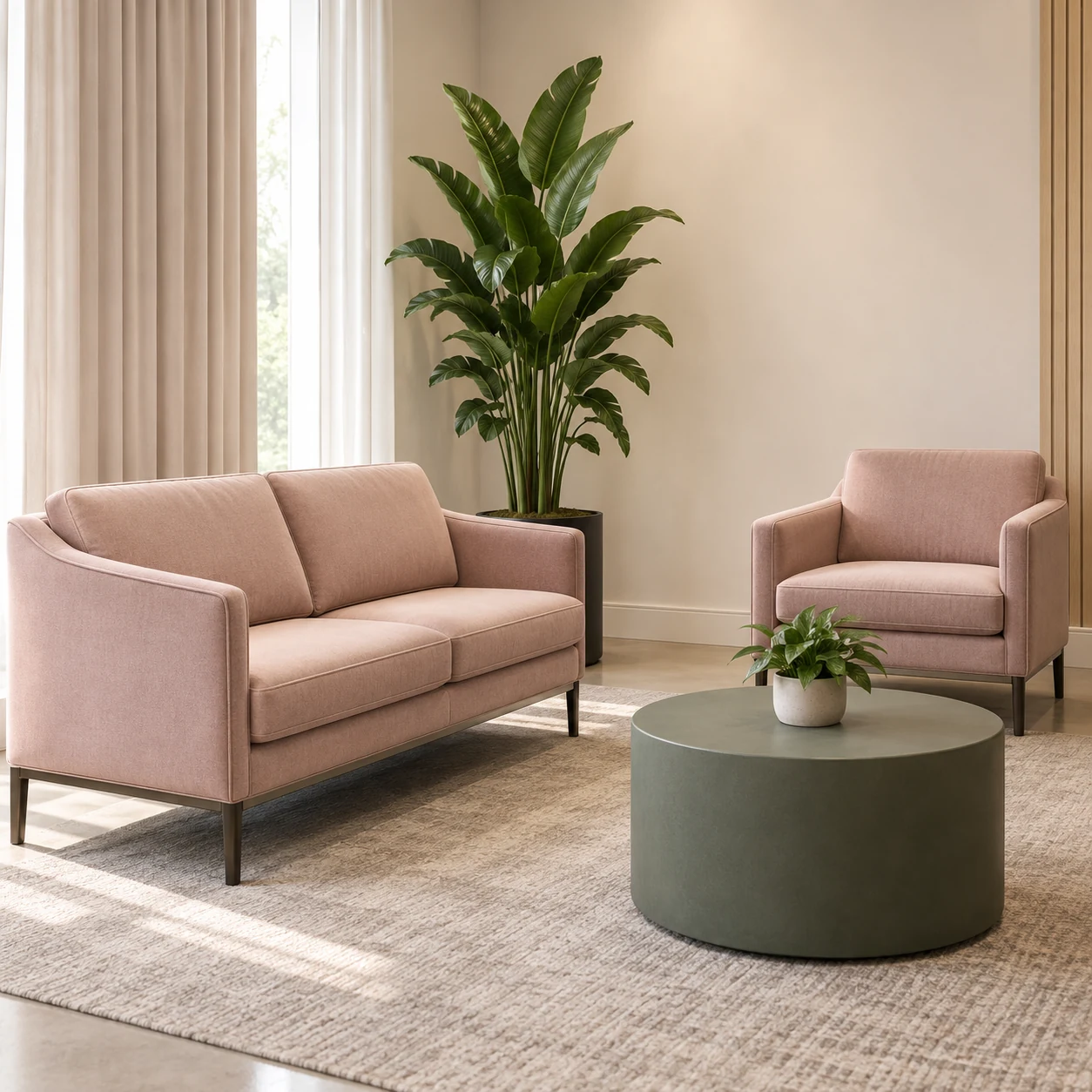 Loveseat with a matching armchair