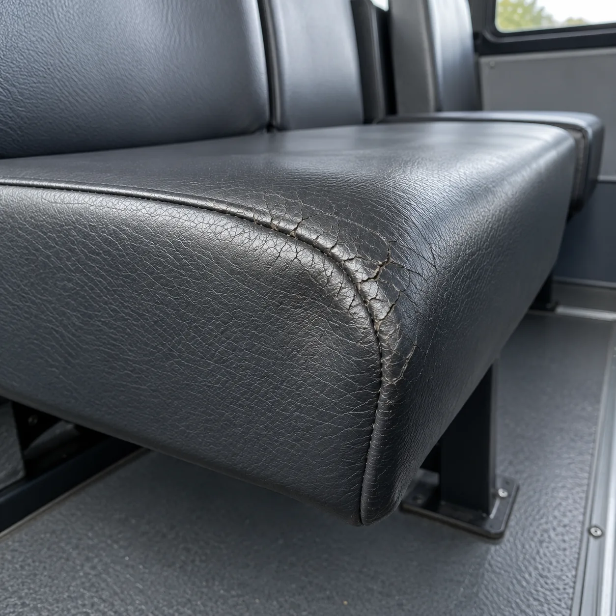 A seat cover cracking where it folds