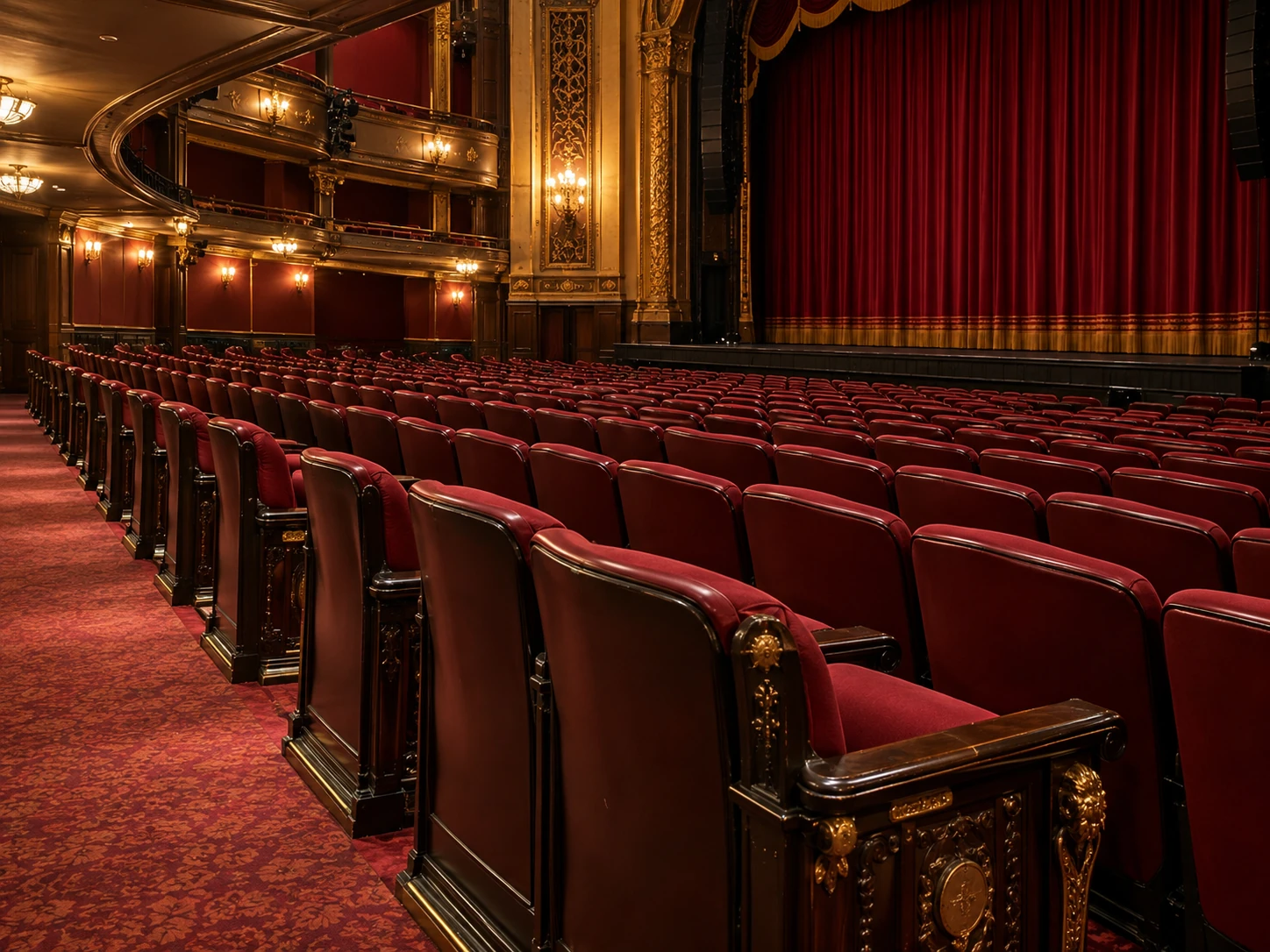 Rows of seating in a Broadway theater