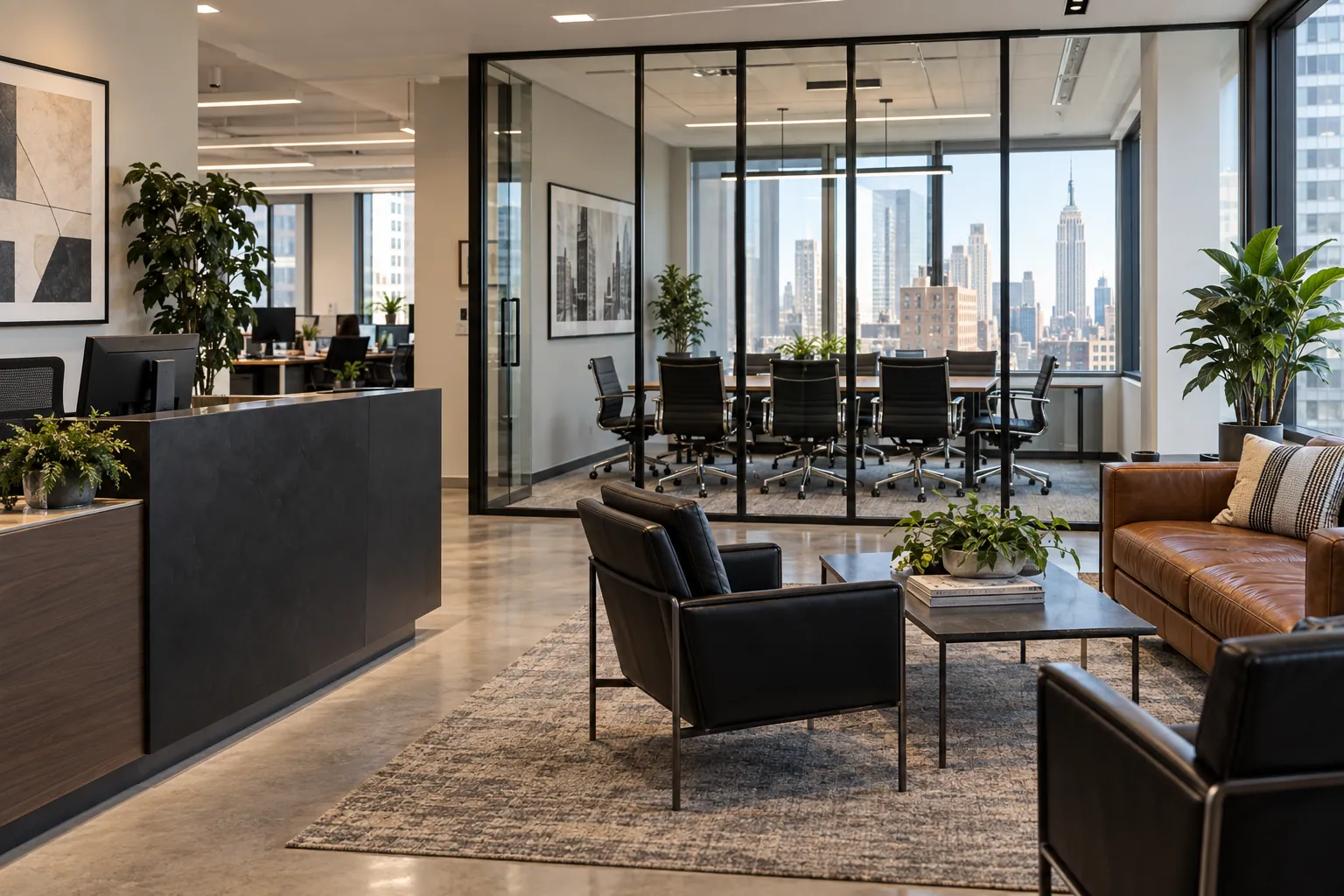 Common area seating in an office building