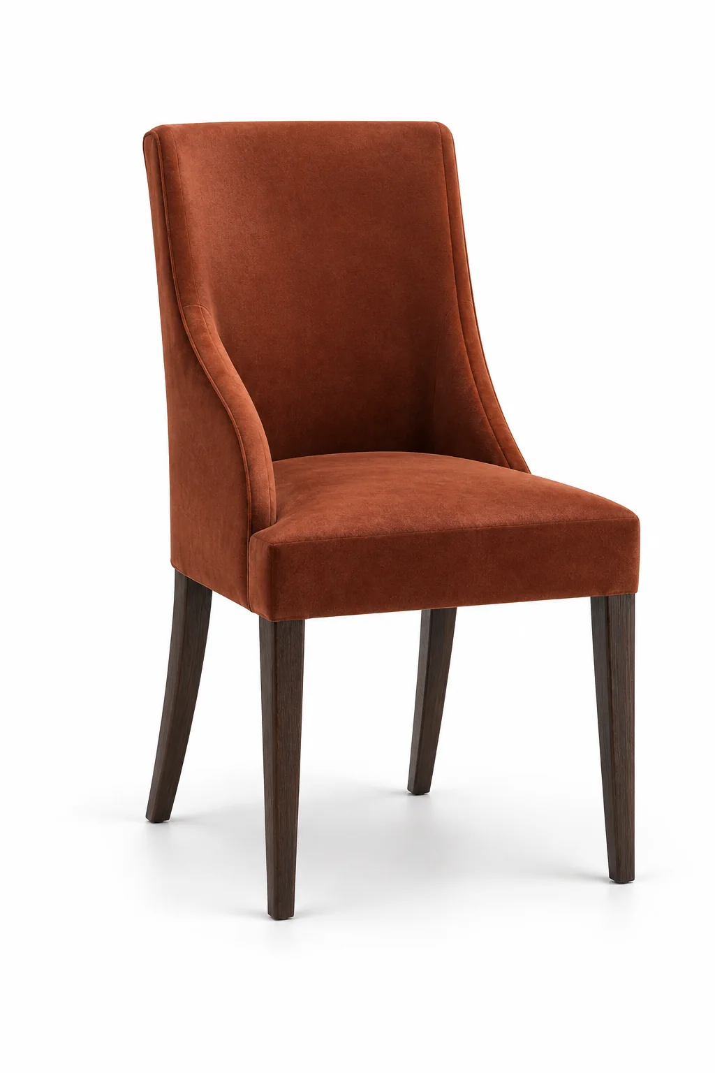 Restaurant dining chair in burnt orange velvet