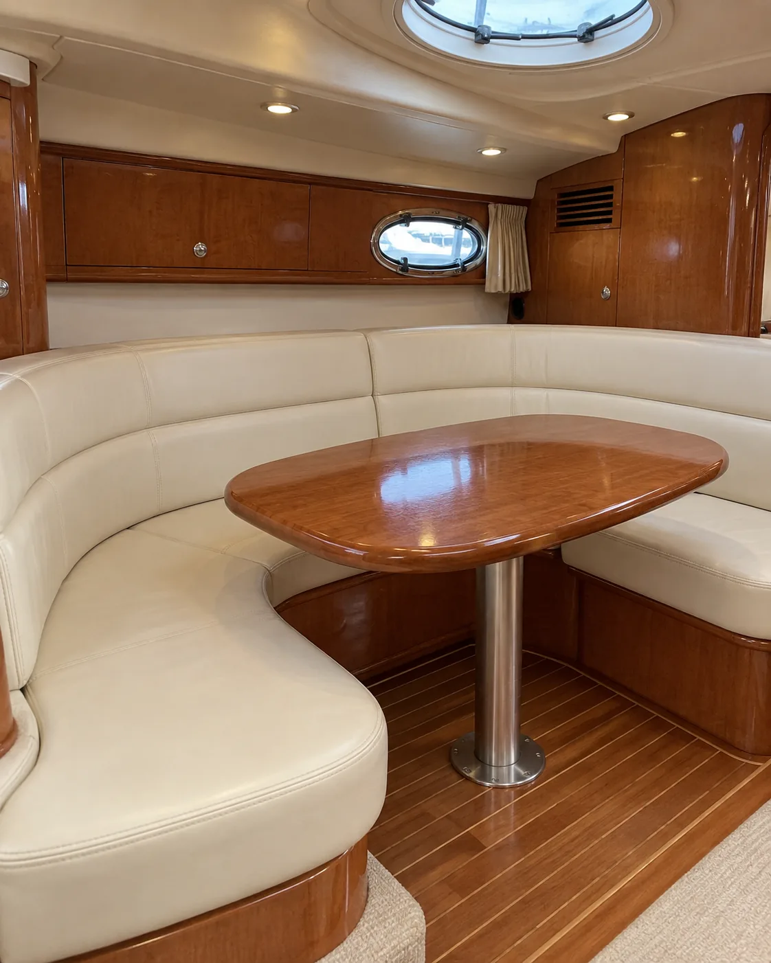 A cabin cruiser dinette below deck