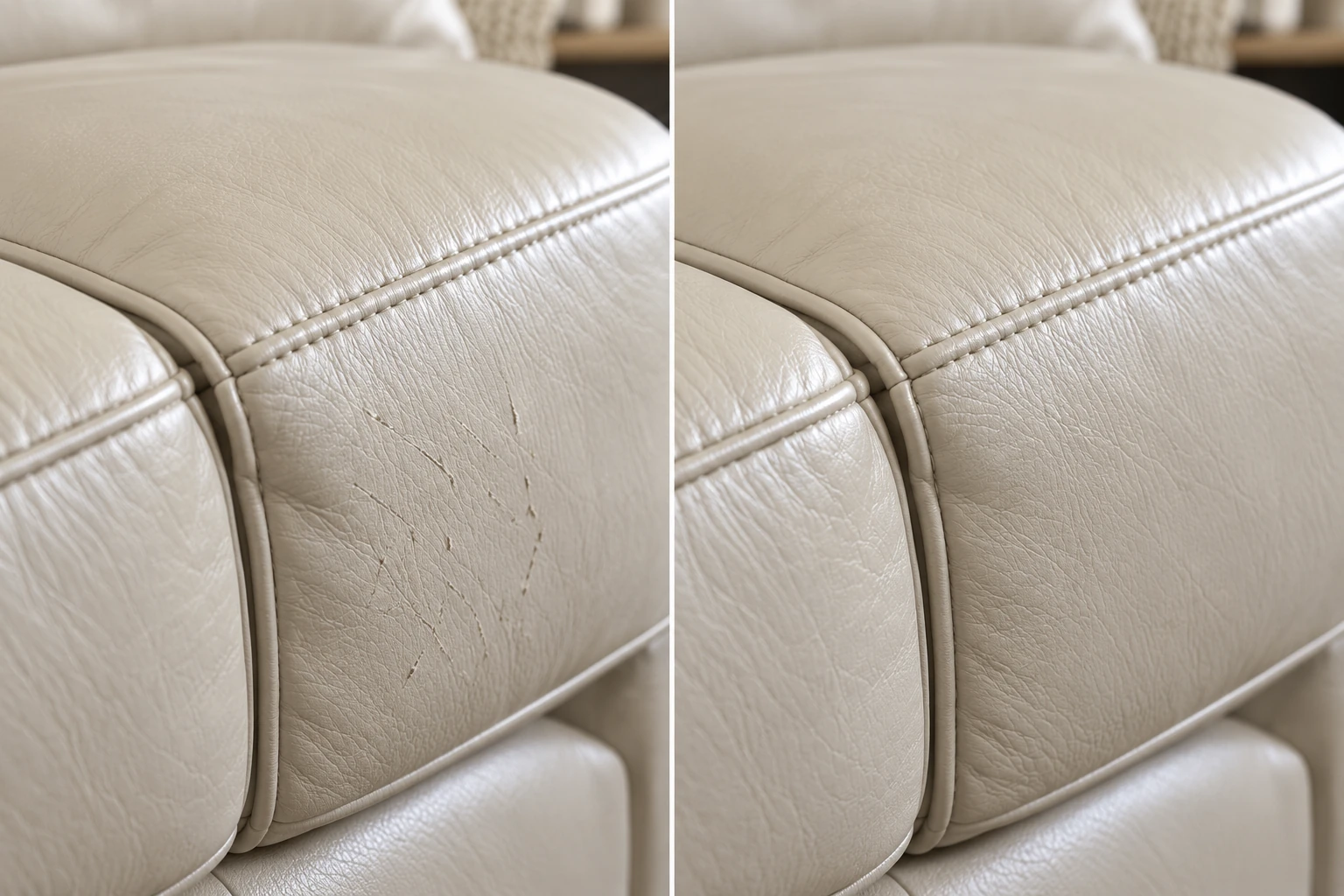 Stone grey sofa arm before and after