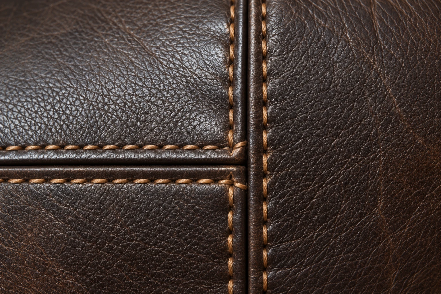 Matched seams and grain on a leather panel