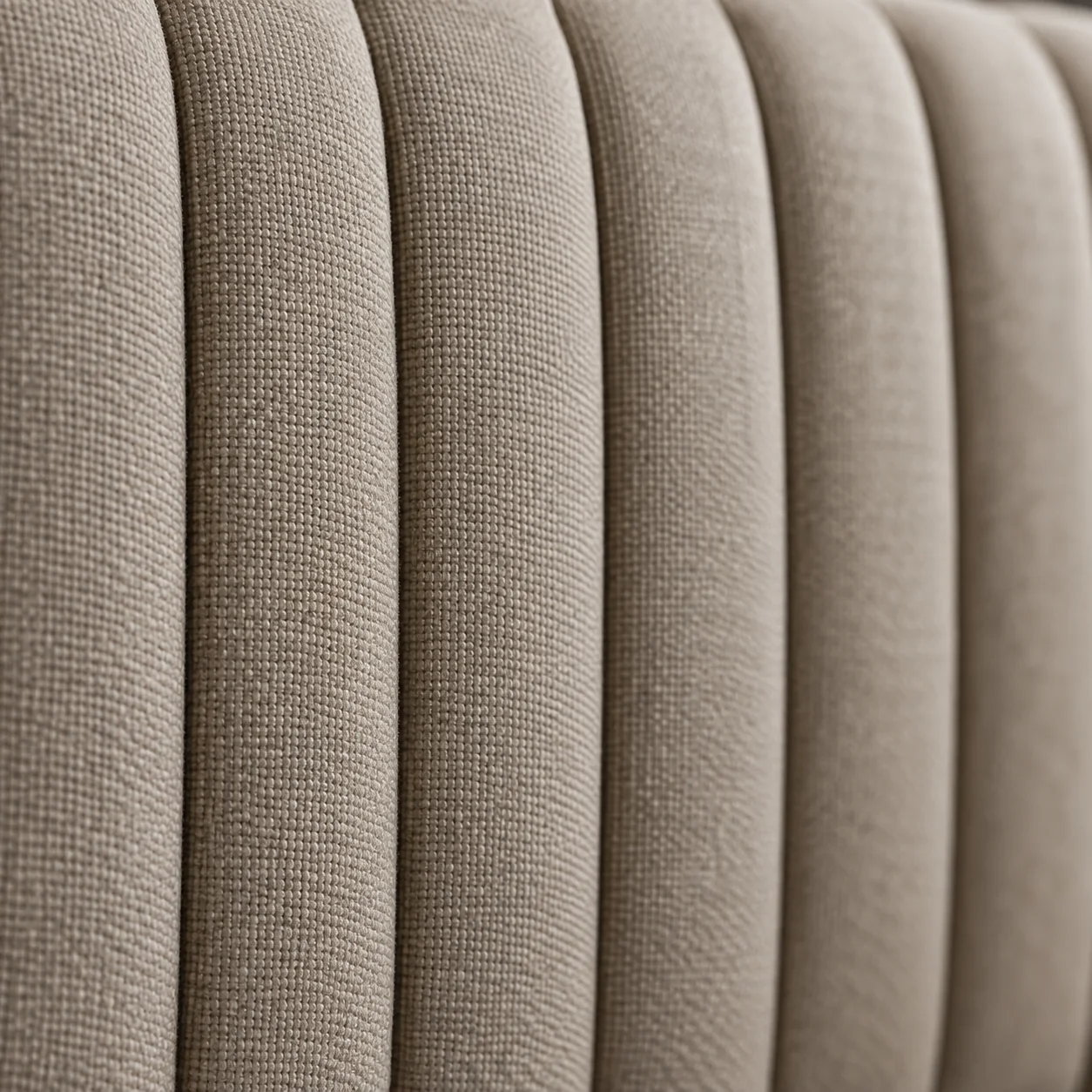 Channel stitching running down a taupe dining chair back