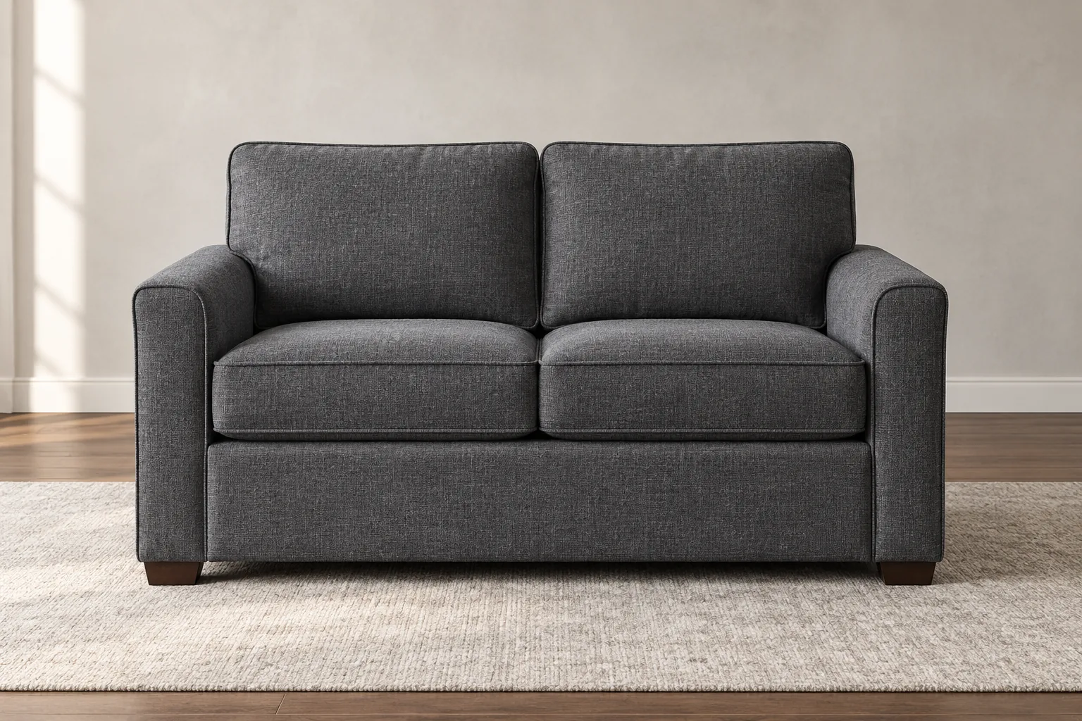 Charcoal fabric loveseat