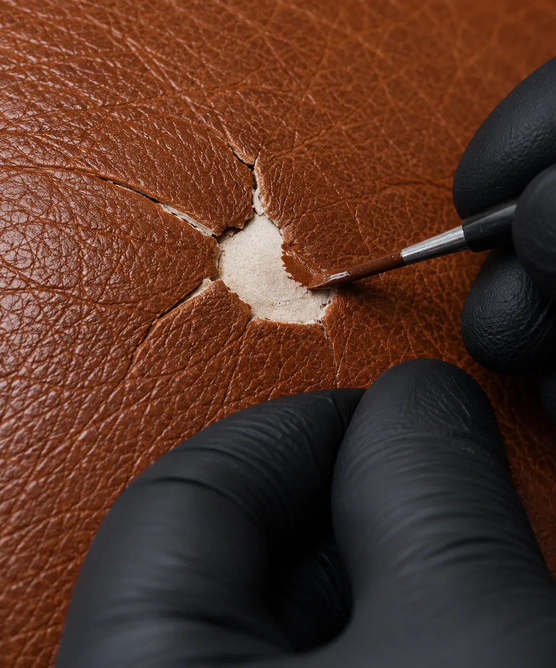 Checking how deep a leather burn goes