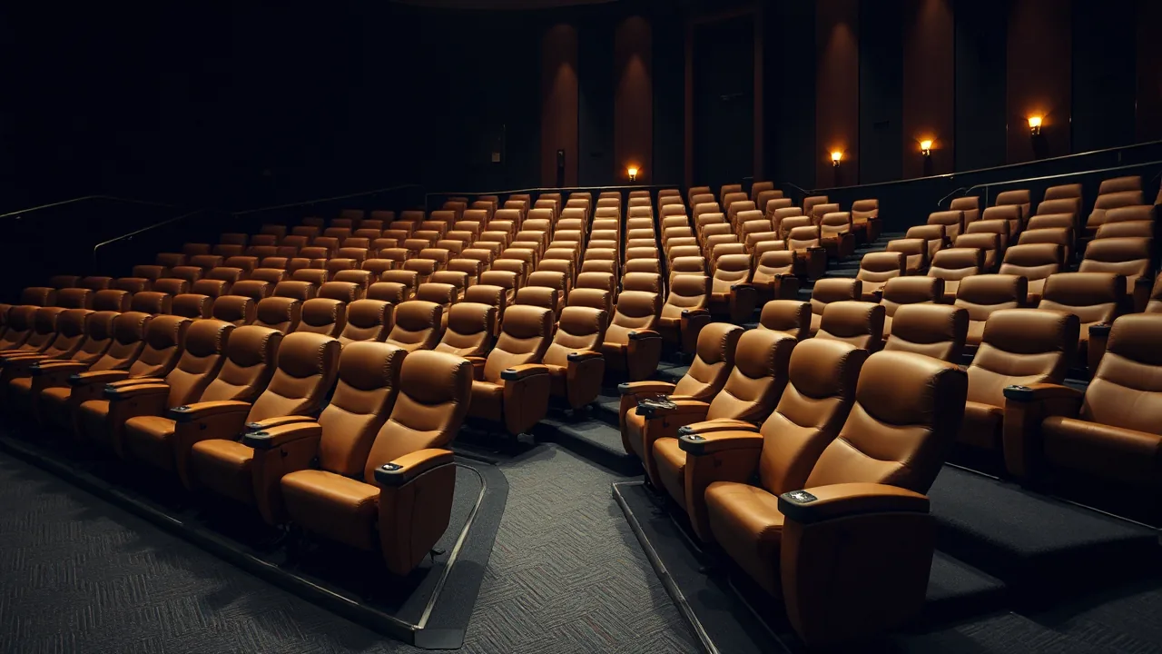 Rows of recovered cinema auditorium seats