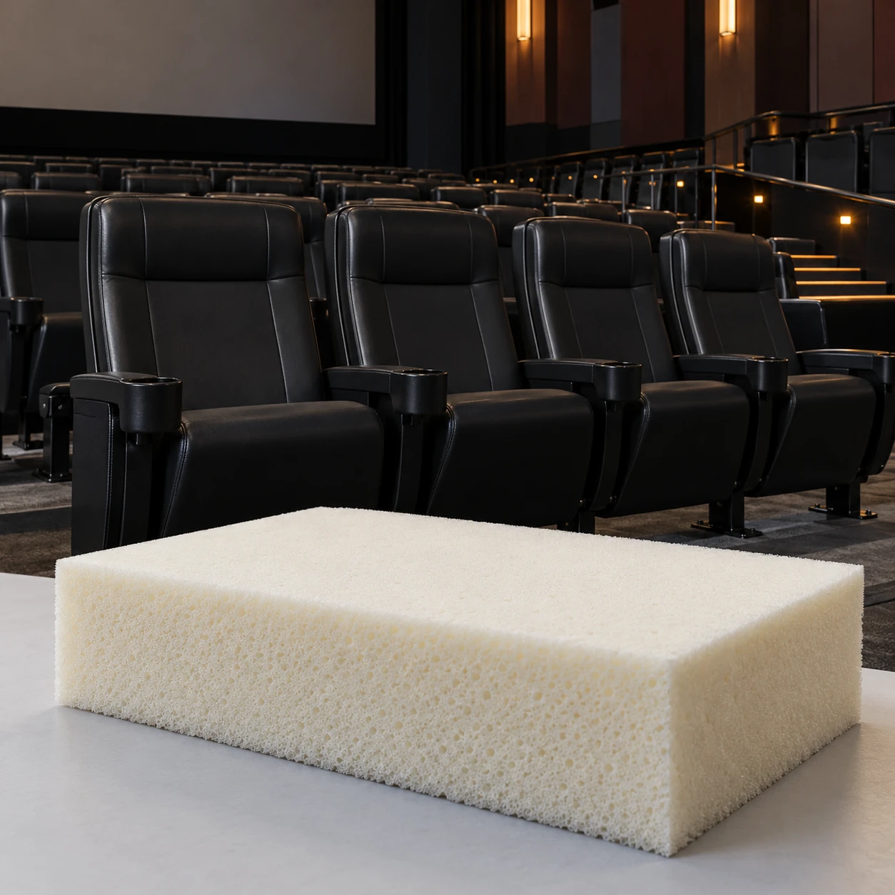 A foam density sample for cinema recliner seating