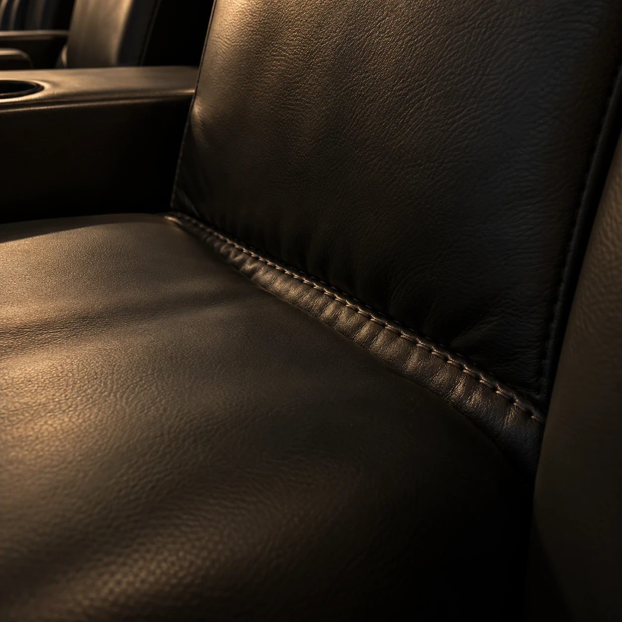 The open hinge gap on a cinema recliner
