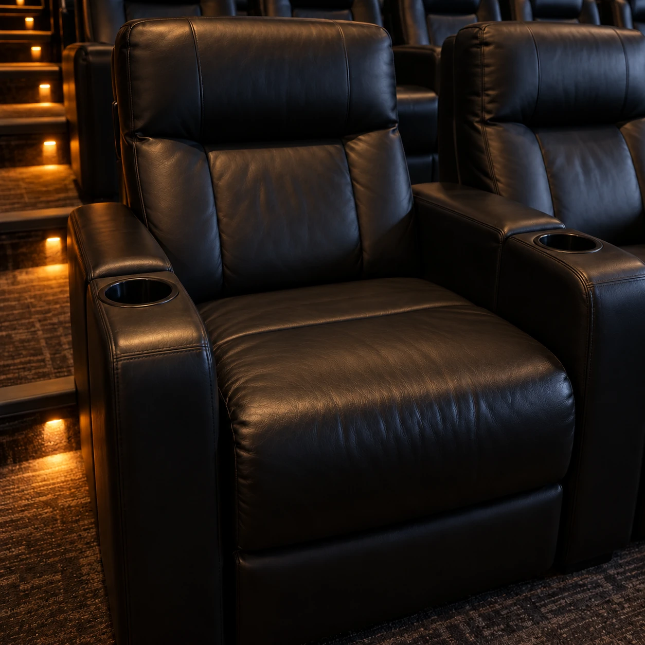 The same cinema recliner seat after recovering