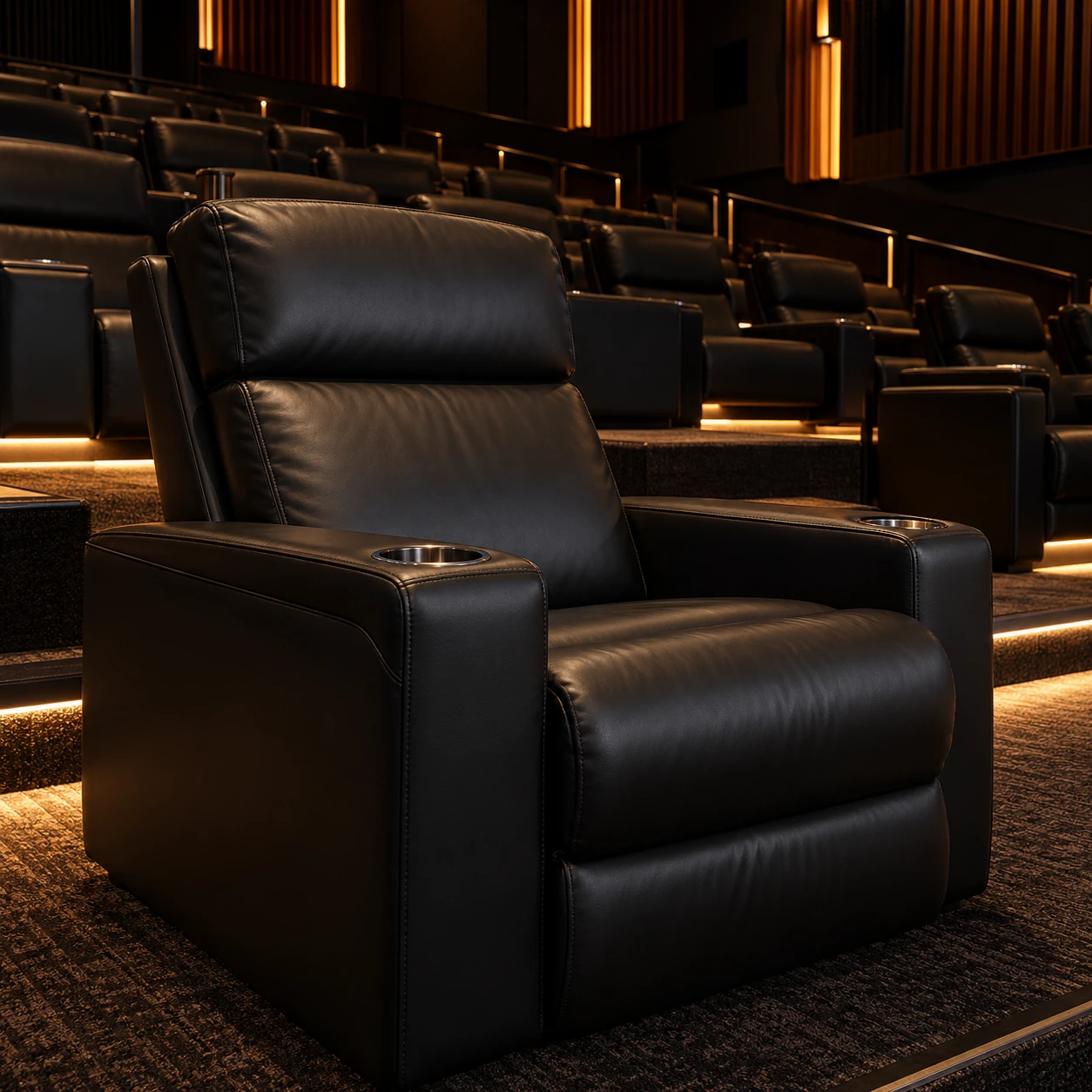 A cinema seat being repaired