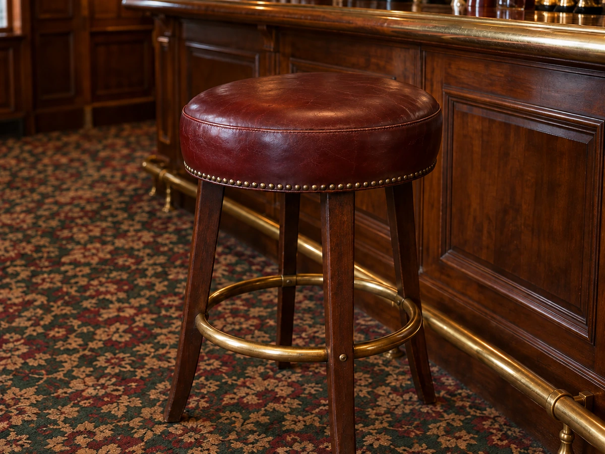 The same red bar stool restored, after